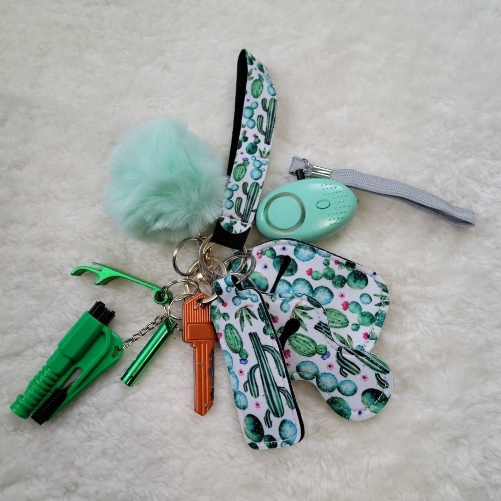 9 piece Self-defense Keychains Set- Cactus design